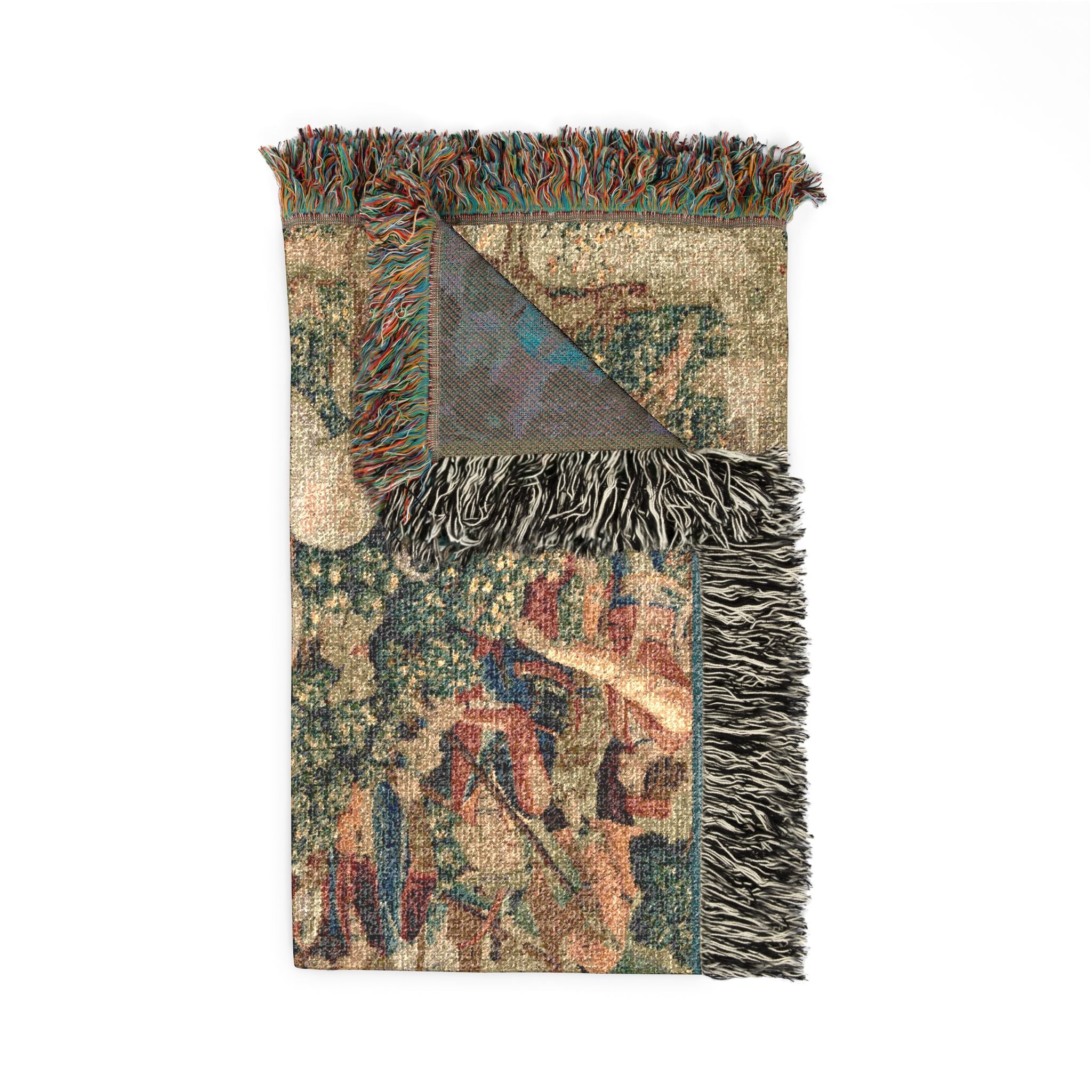 The Unicorn Purifies Water Woven Blanket, Medieval Unicorn Tapestry Art Throw