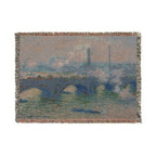 Waterloo Bridge, Gray Day Woven Blanket, Claude Monet, Impressionist London Art