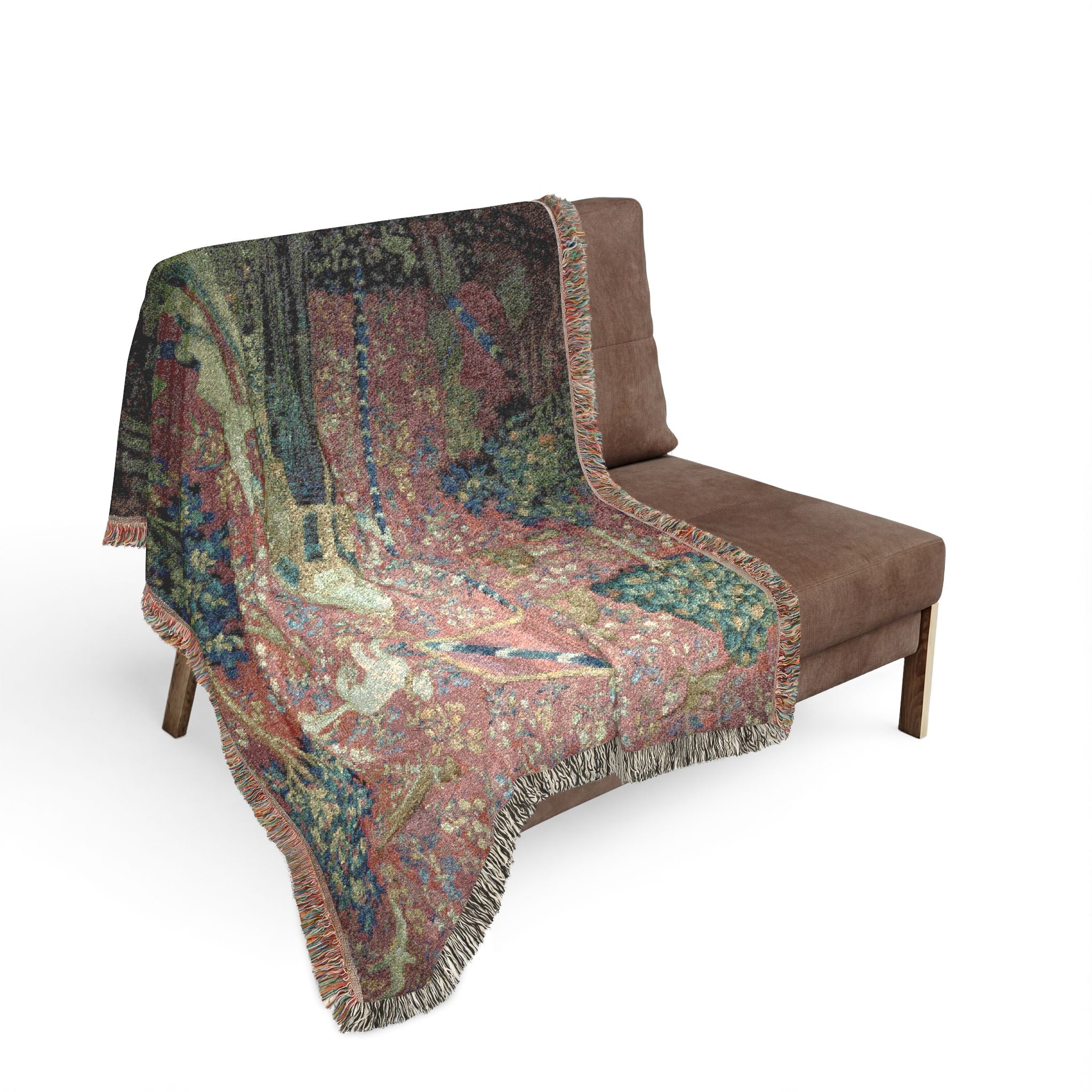 The Lady and the Unicorn Touch Woven Blanket, Medieval Tapestry Art Throw