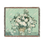 Roses Woven Blanket, Vincent van Gogh, Floral Fine Art Throw