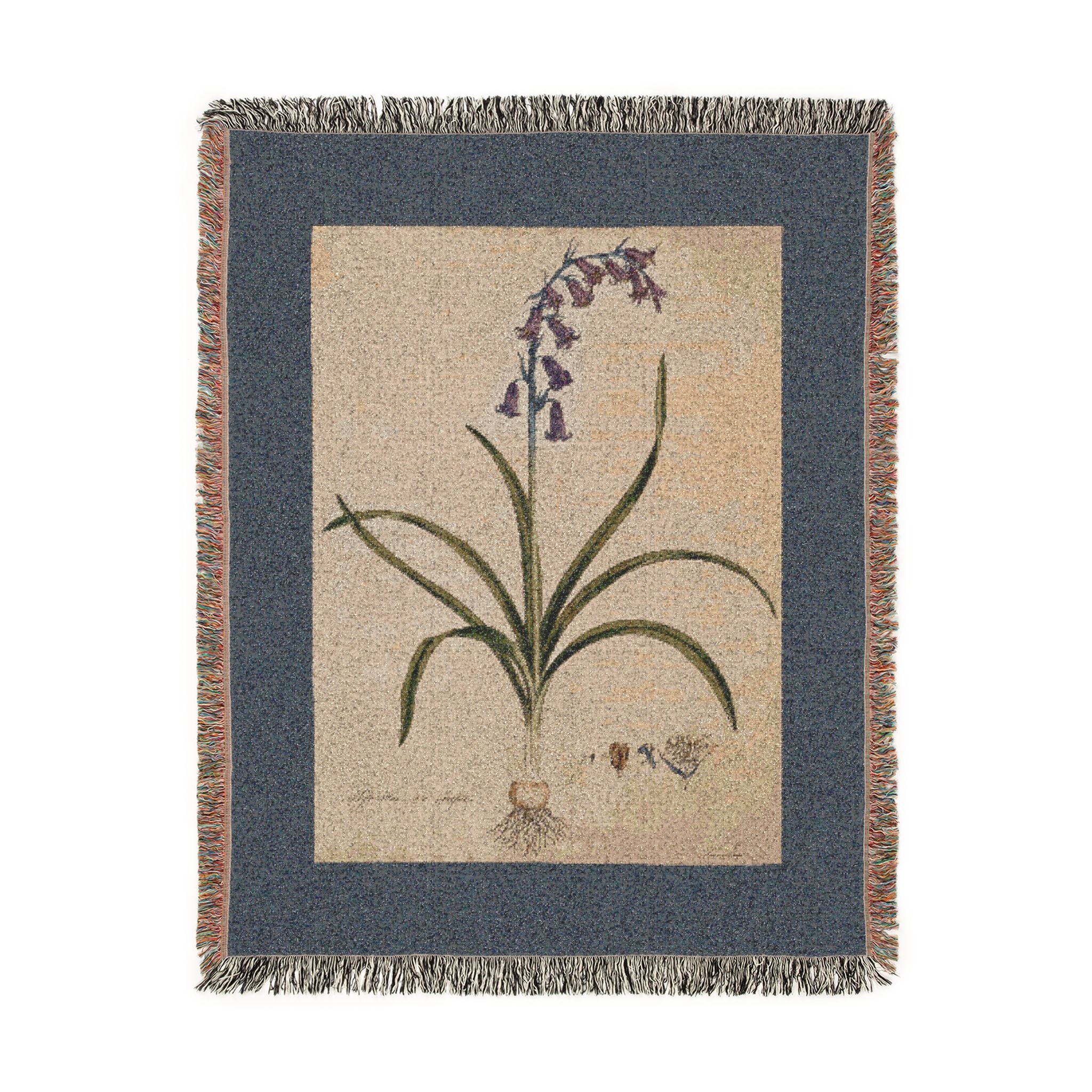 Hyacinthoides Non-Scripta Bluebell Woven Blanket, Flora Londinensis, Vintage Botanical Art