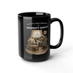 My Cat's Love Language is Property Damage Mug, Funny Cat Humor, Black Ceramic