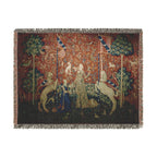The Lady and the Unicorn Taste Woven Blanket, Medieval Tapestry Art Throw