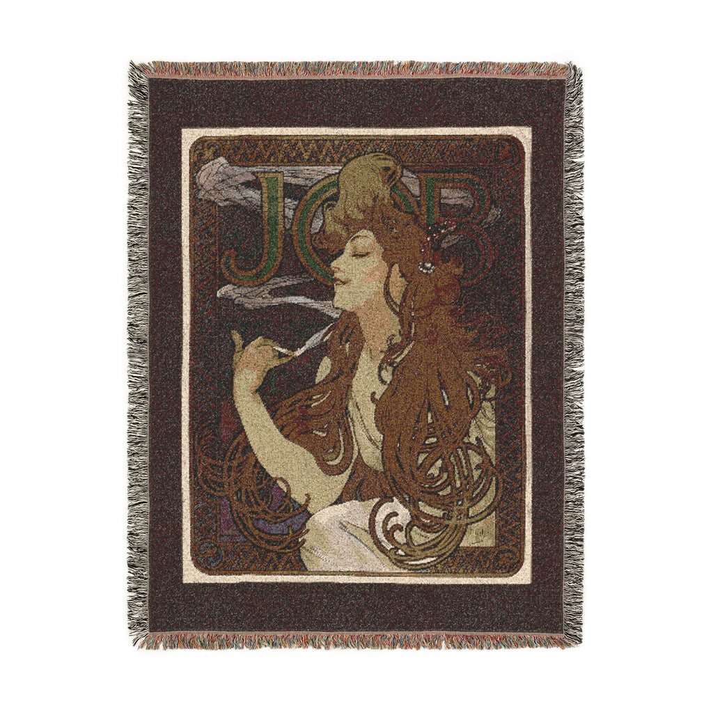 JOB Cigarette Papers Woven Blanket, Alphonse Mucha, 1897 Art Nouveau Poster