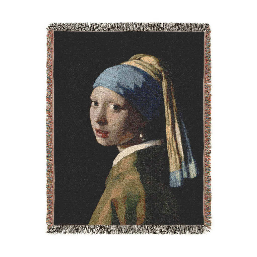 Girl with a Pearl Earring Woven Blanket, Johannes Vermeer, Dutch Golden Age Art