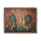 The Lady and the Unicorn Sight Woven Blanket, Medieval Tapestry Art Throw