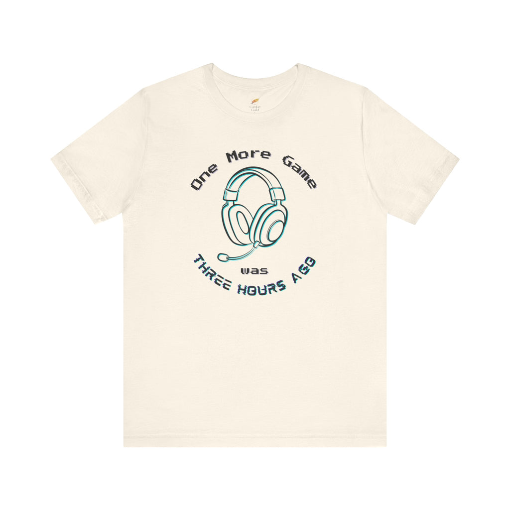One More Game Graphic Tee, Funny Gamer T-Shirt, Neon Headset