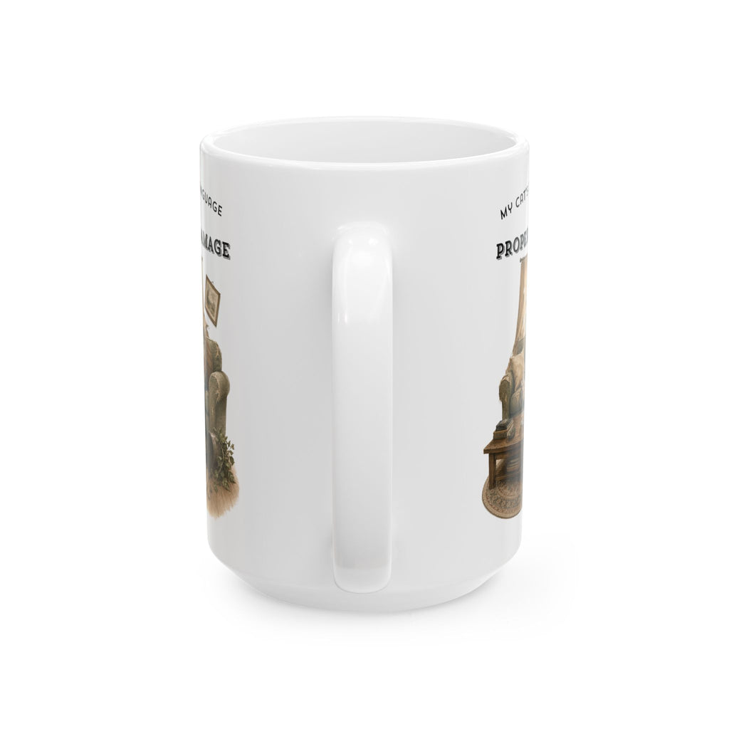 My Cat's Love Language is Property Damage Mug, Funny Cat Humor, White Ceramic