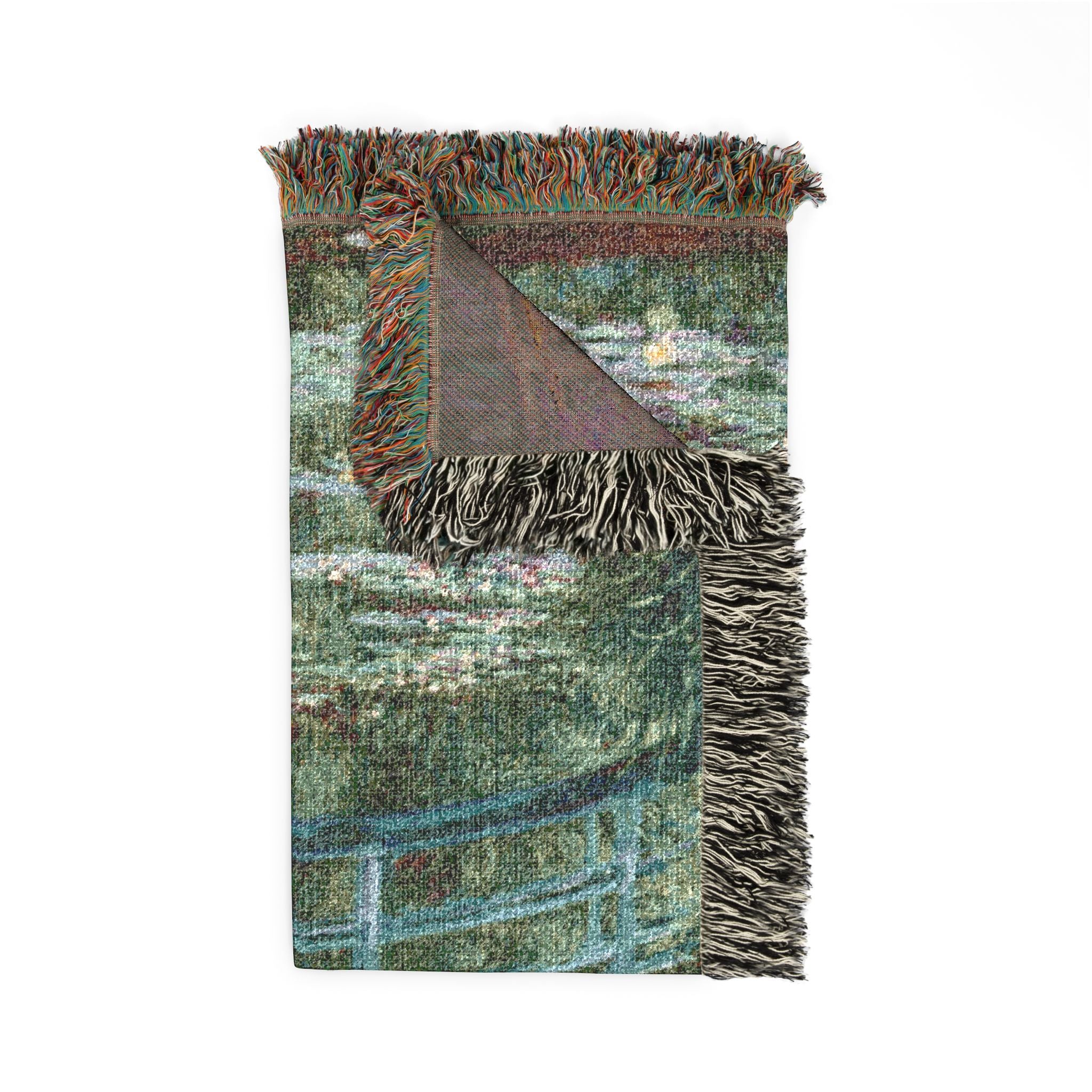 Japanese Footbridge Woven Blanket, Claude Monet, Impressionist Garden Art Throw
