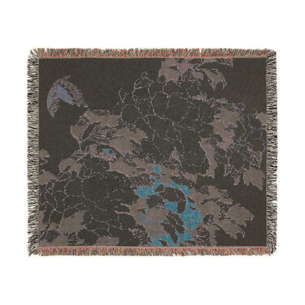 Peonies and Butterfly Woven Blanket, Katsushika Hokusai, Japanese Botanical Art Throw