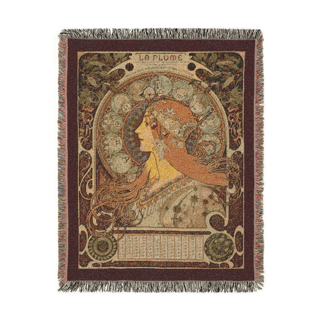 Zodiaque Woven Blanket, Alphonse Mucha, Art Nouveau Zodiac Art