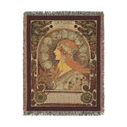 Zodiaque Woven Blanket, Alphonse Mucha, Art Nouveau Zodiac Art