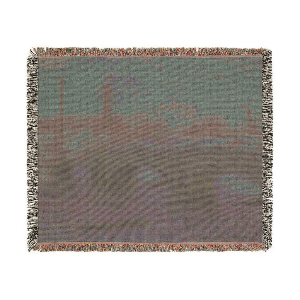 Waterloo Bridge, Gray Day Woven Blanket, Claude Monet, Impressionist London Art