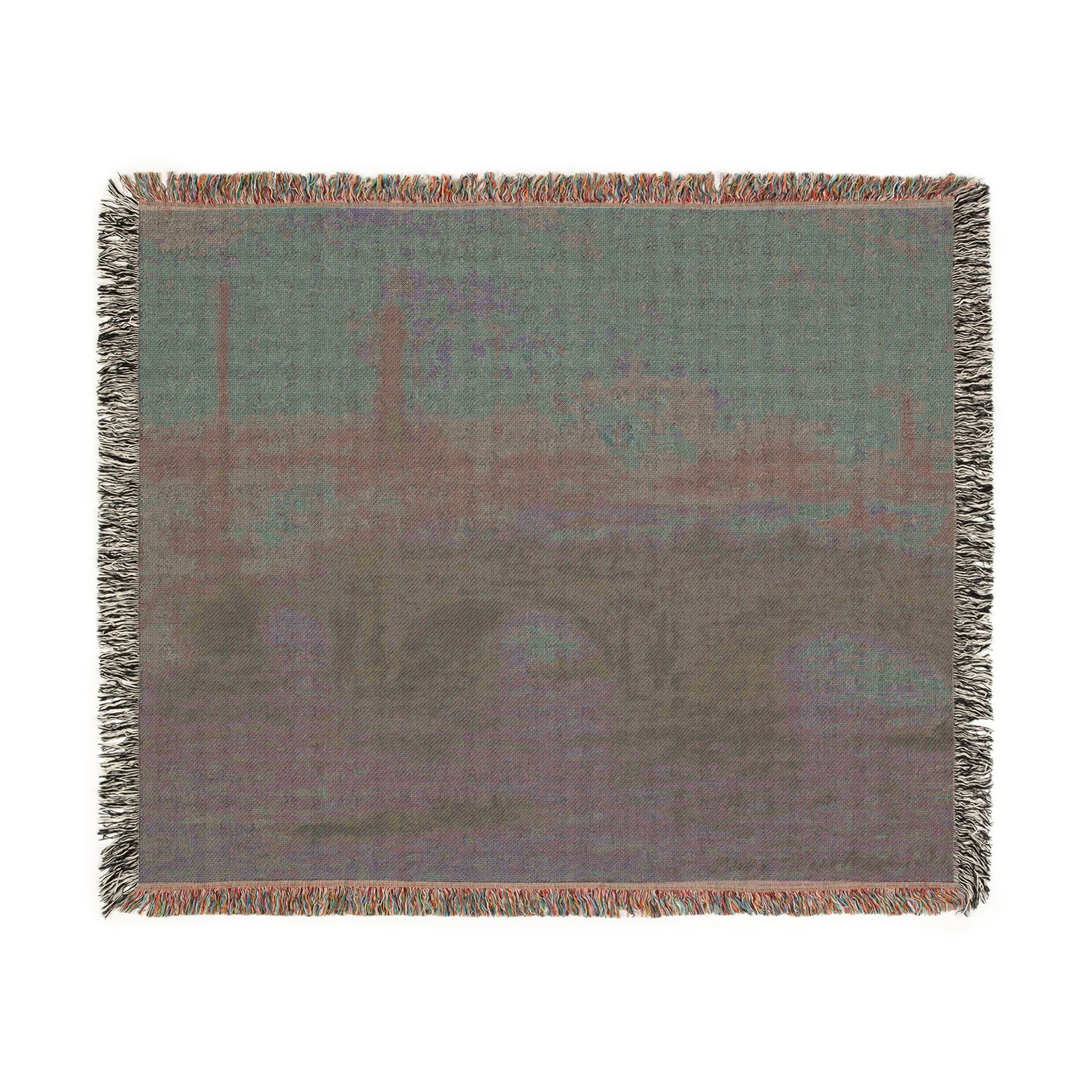Waterloo Bridge, Gray Day Woven Blanket, Claude Monet, Impressionist London Art