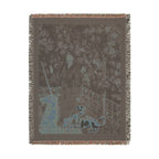 The Mystic Capture of the Unicorn Woven Blanket, Medieval Unicorn Tapestry Art Throw