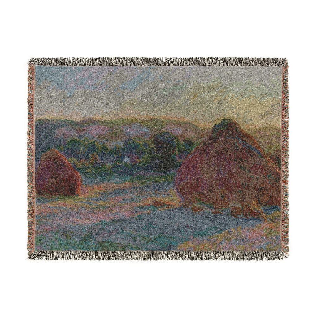 Stacks of Wheat (End of Summer) Woven Blanket, Claude Monet, Impressionist Art Throw