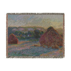 Stacks of Wheat (End of Summer) Woven Blanket, Claude Monet, Impressionist Art Throw