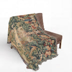 The Unicorn Purifies Water Woven Blanket, Medieval Unicorn Tapestry Art Throw