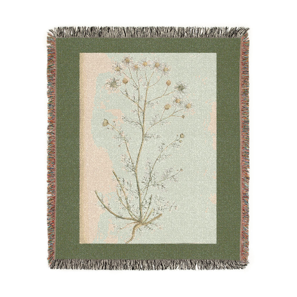 A Curious Herbal Faetid Camomile Woven Blanket, Elizabeth Blackwell, Botanical Art Throw