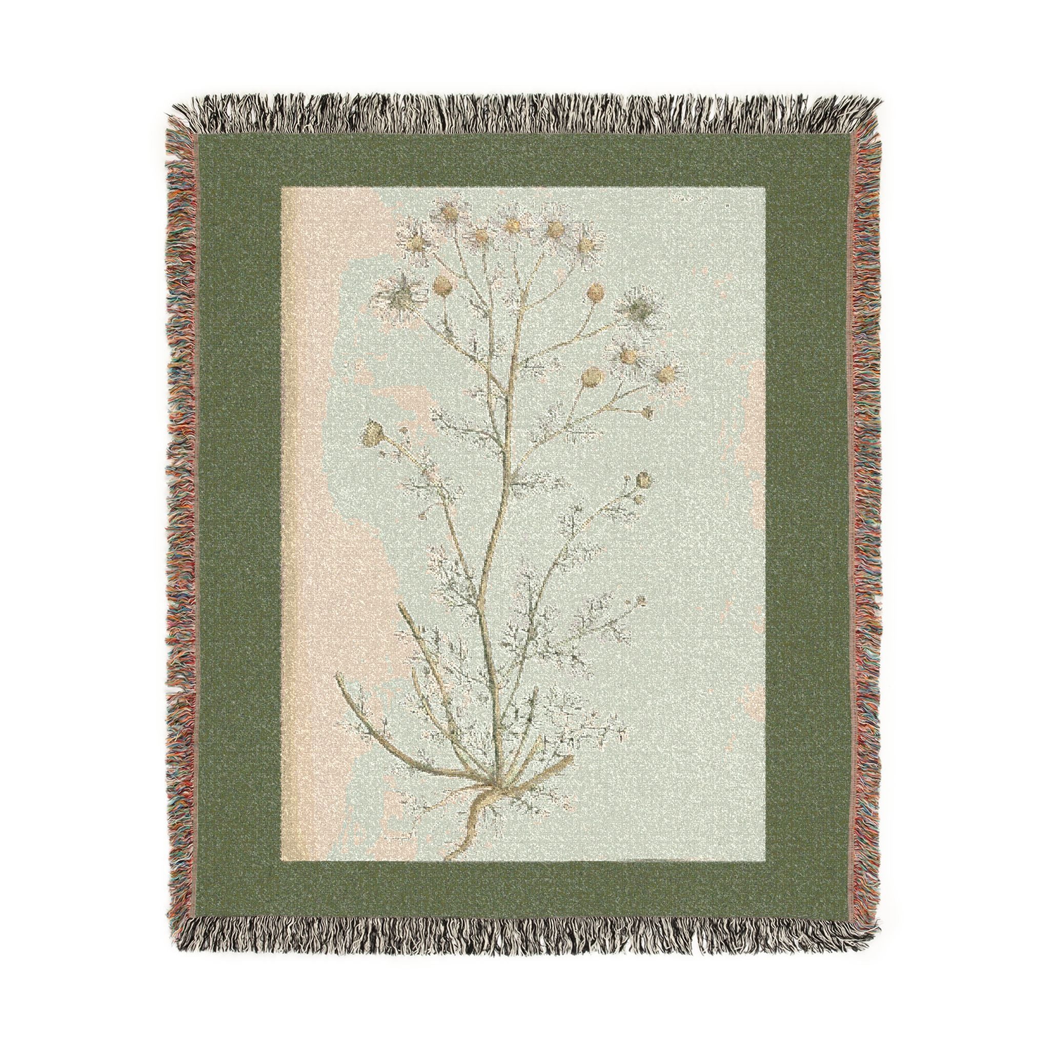 A Curious Herbal Faetid Camomile Woven Blanket, Elizabeth Blackwell, Botanical Art Throw