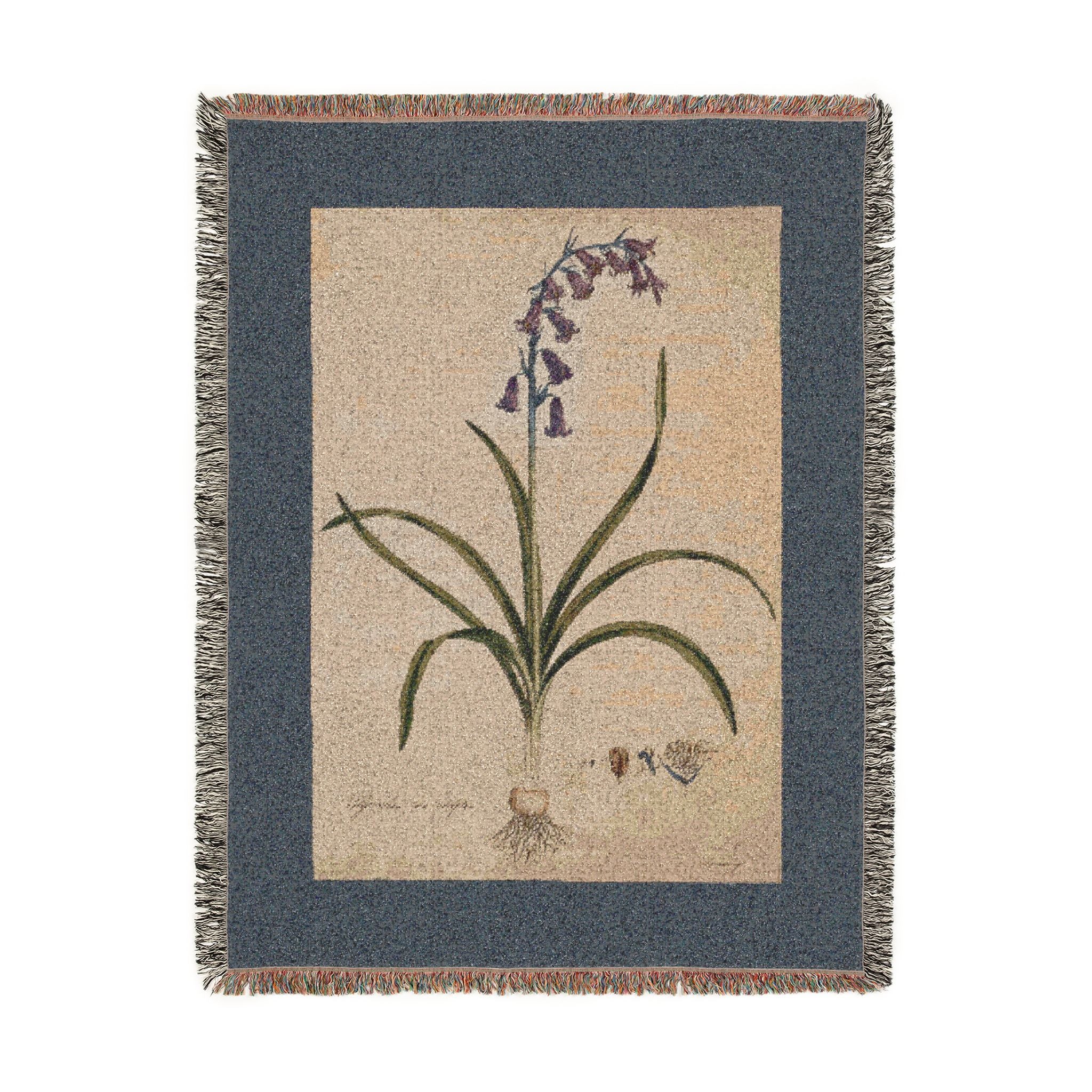 Hyacinthoides Non-Scripta Bluebell Woven Blanket, Flora Londinensis, Vintage Botanical Art
