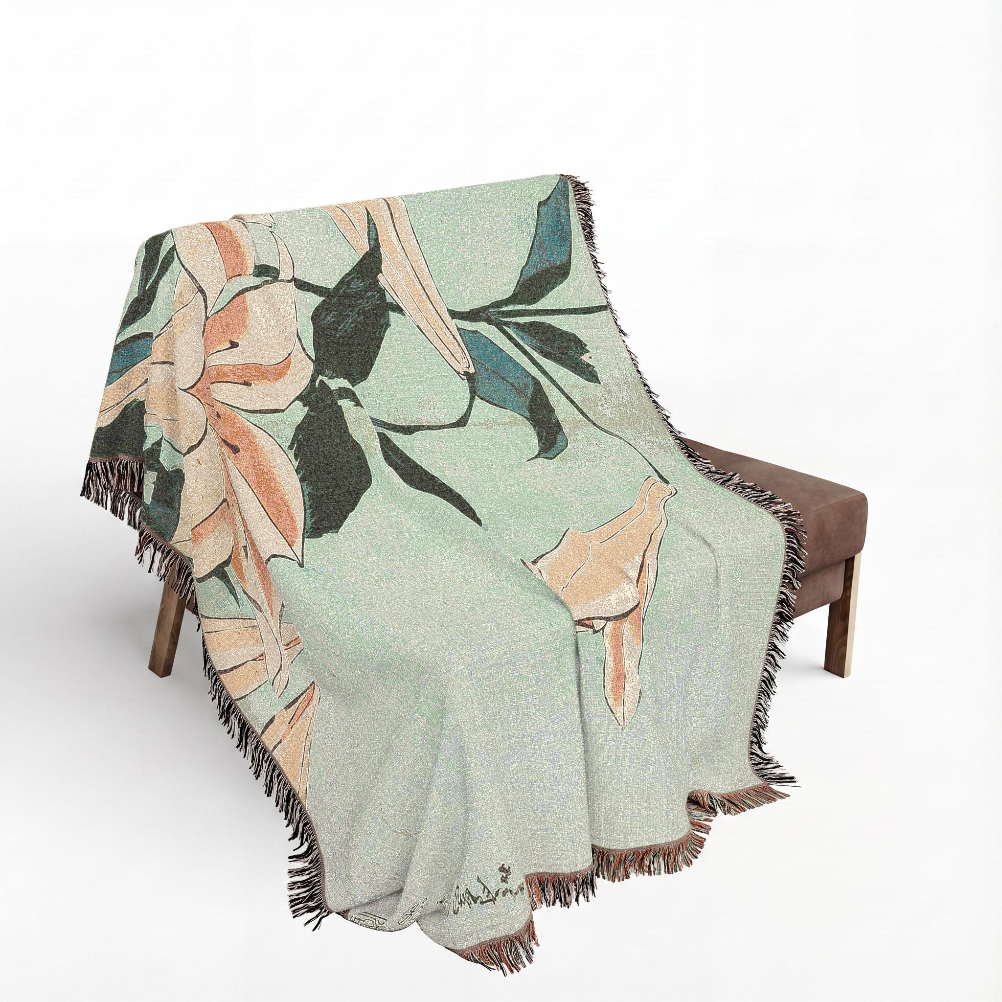 Lilies Woven Blanket, Katsushika Hokusai, Japanese Botanical Art Throw