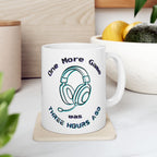 One More Game Was Three Hours Ago Mug, Funny Gamer Humor, Retro Neon White Ceramic