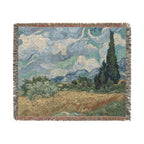 Wheat Field with Cypresses Woven Blanket, Vincent van Gogh, Fine Art Throw