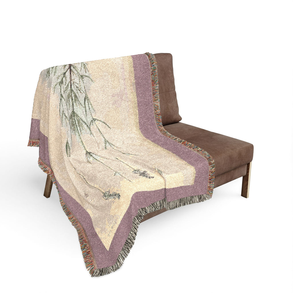 A Curious Herbal Lavender Woven Blanket, Elizabeth Blackwell, Vintage Botanical Art Throw