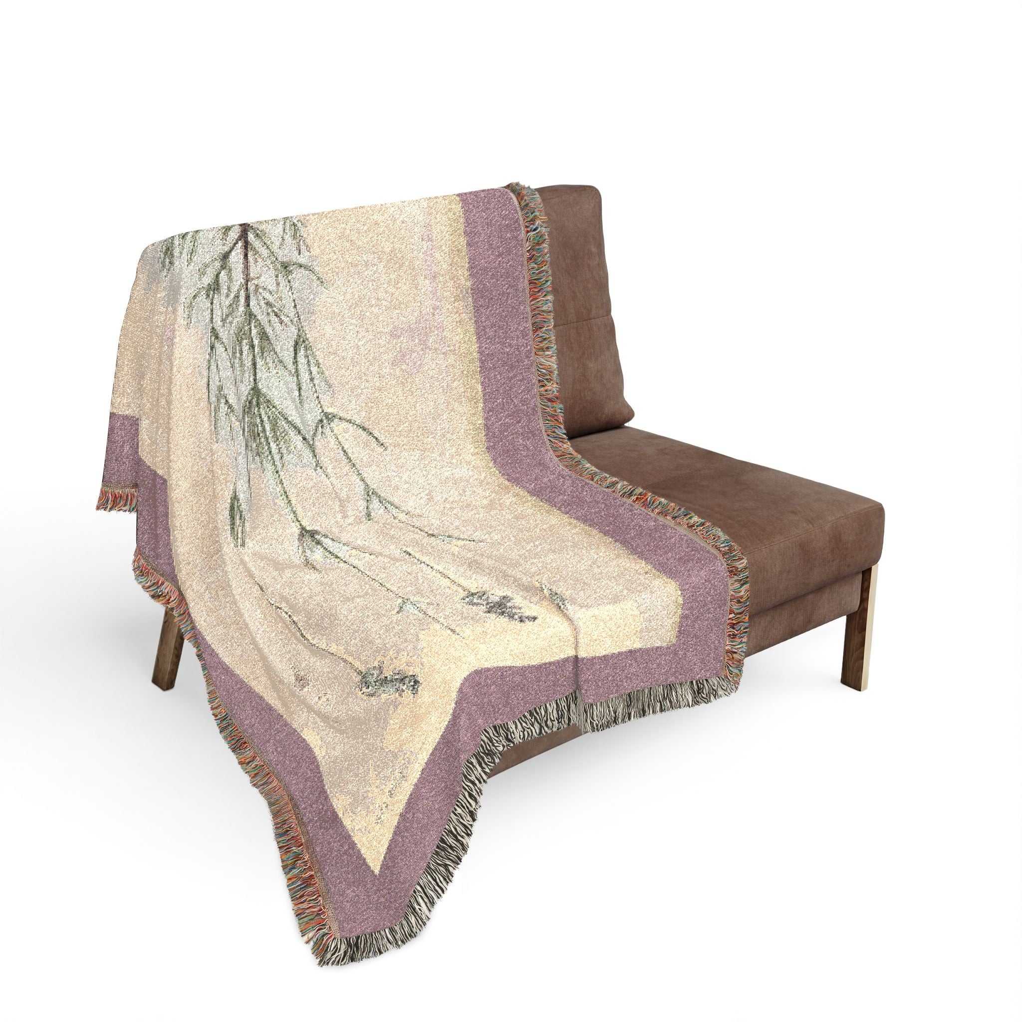 A Curious Herbal Lavender Woven Blanket, Elizabeth Blackwell, Vintage Botanical Art Throw