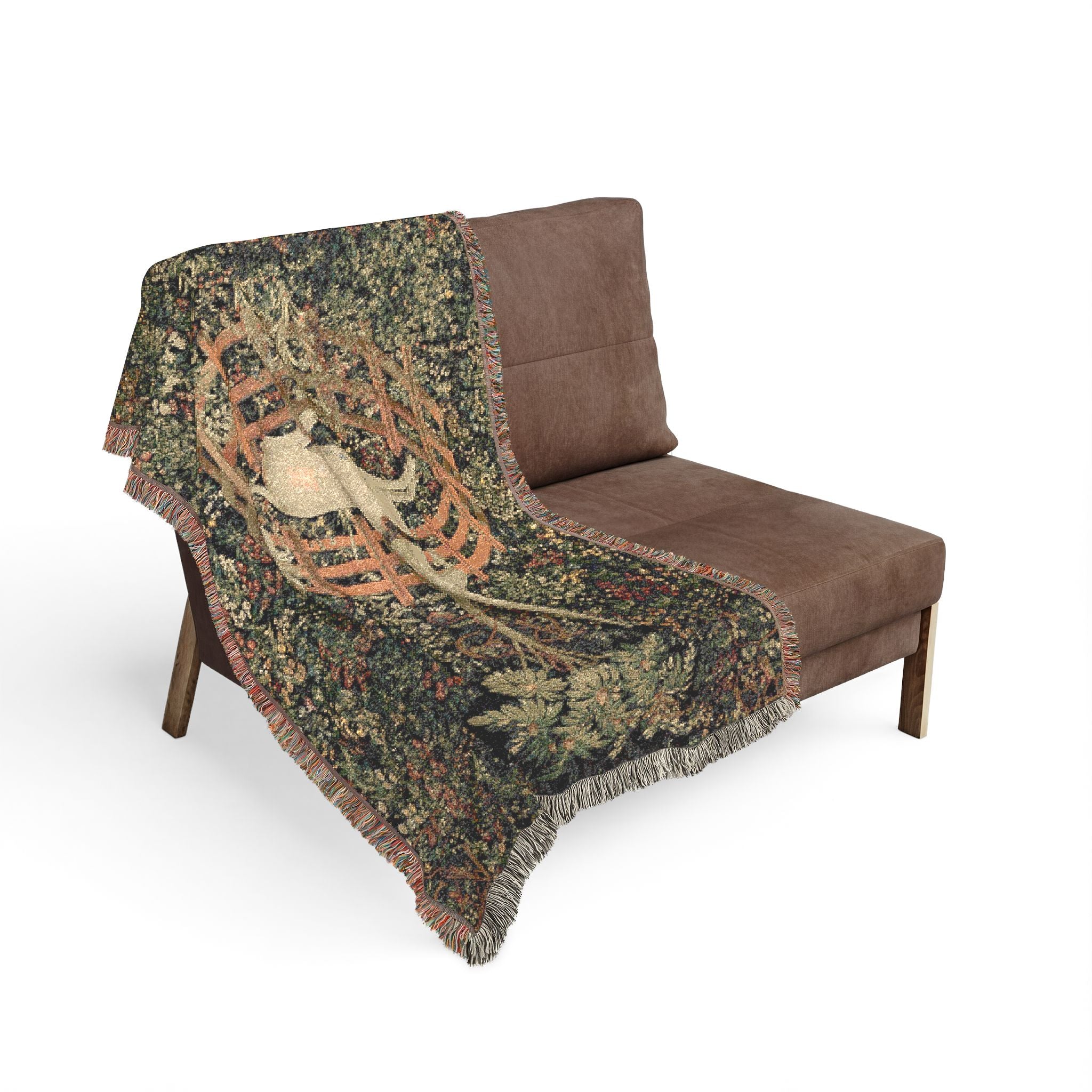 The Unicorn in Captivity Woven Blanket, Medieval Unicorn Tapestry Art Throw