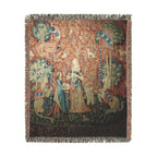 The Lady and the Unicorn Smell Woven Blanket, Medieval Tapestry Art Throw