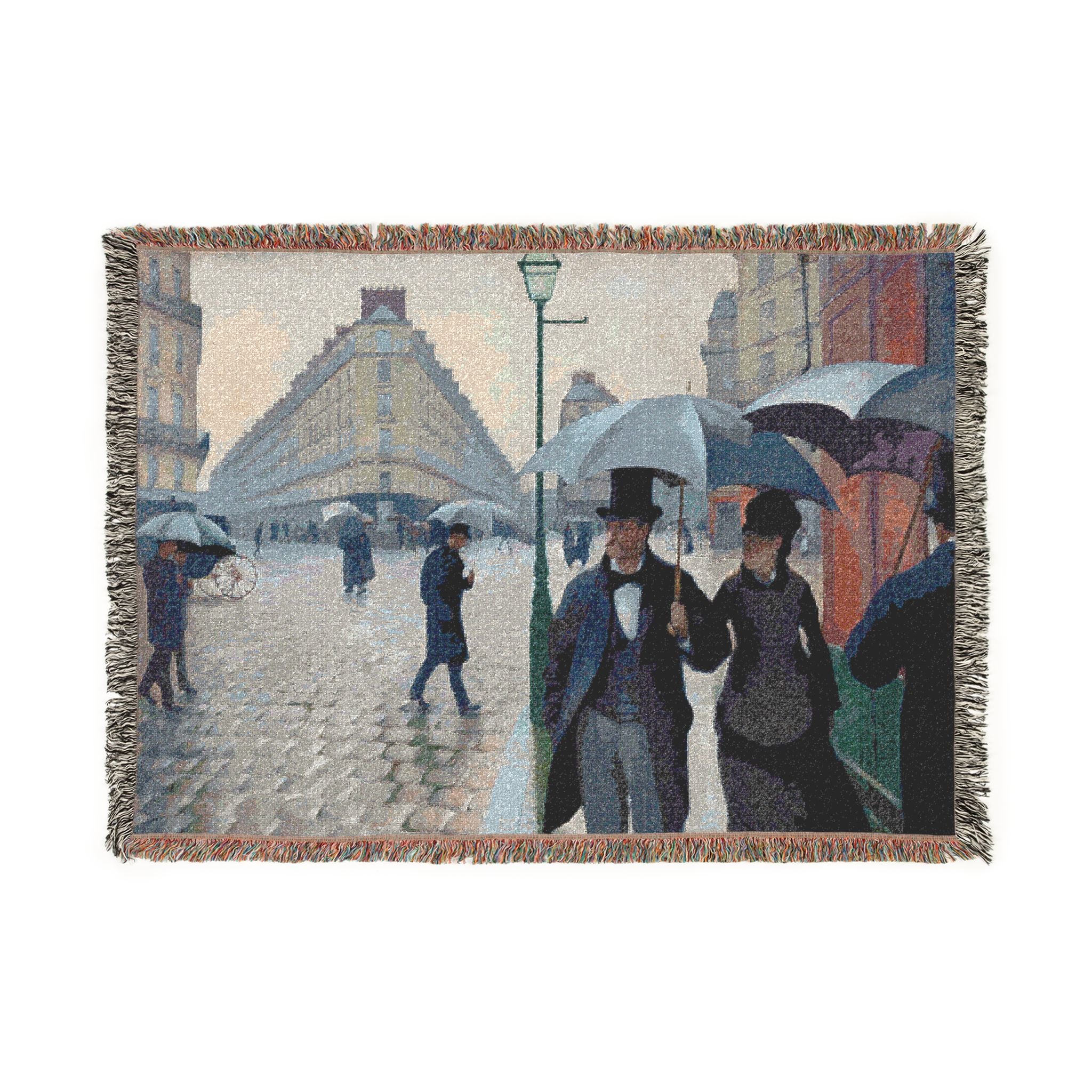 Paris Street; Rainy Day Woven Blanket, Gustave Caillebotte, Impressionist Art Throw