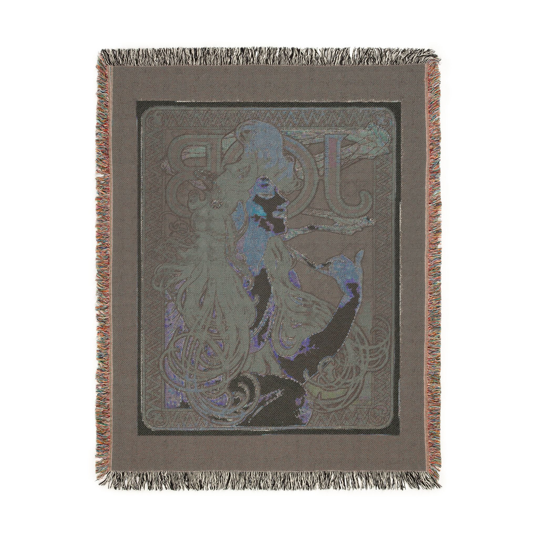 JOB Cigarette Papers Woven Blanket, Alphonse Mucha, 1897 Art Nouveau Poster