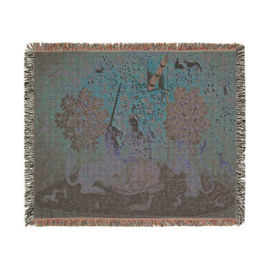 The Lady and the Unicorn Sight Woven Blanket, Medieval Tapestry Art Throw