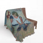 Children Playing on the Beach Woven Blanket, Mary Cassatt, Impressionist Art Throw