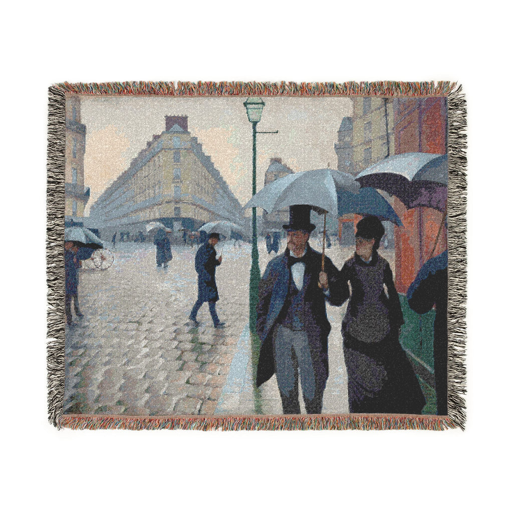 Paris Street; Rainy Day Woven Blanket, Gustave Caillebotte, Impressionist Art Throw
