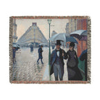 Paris Street; Rainy Day Woven Blanket, Gustave Caillebotte, Impressionist Art Throw