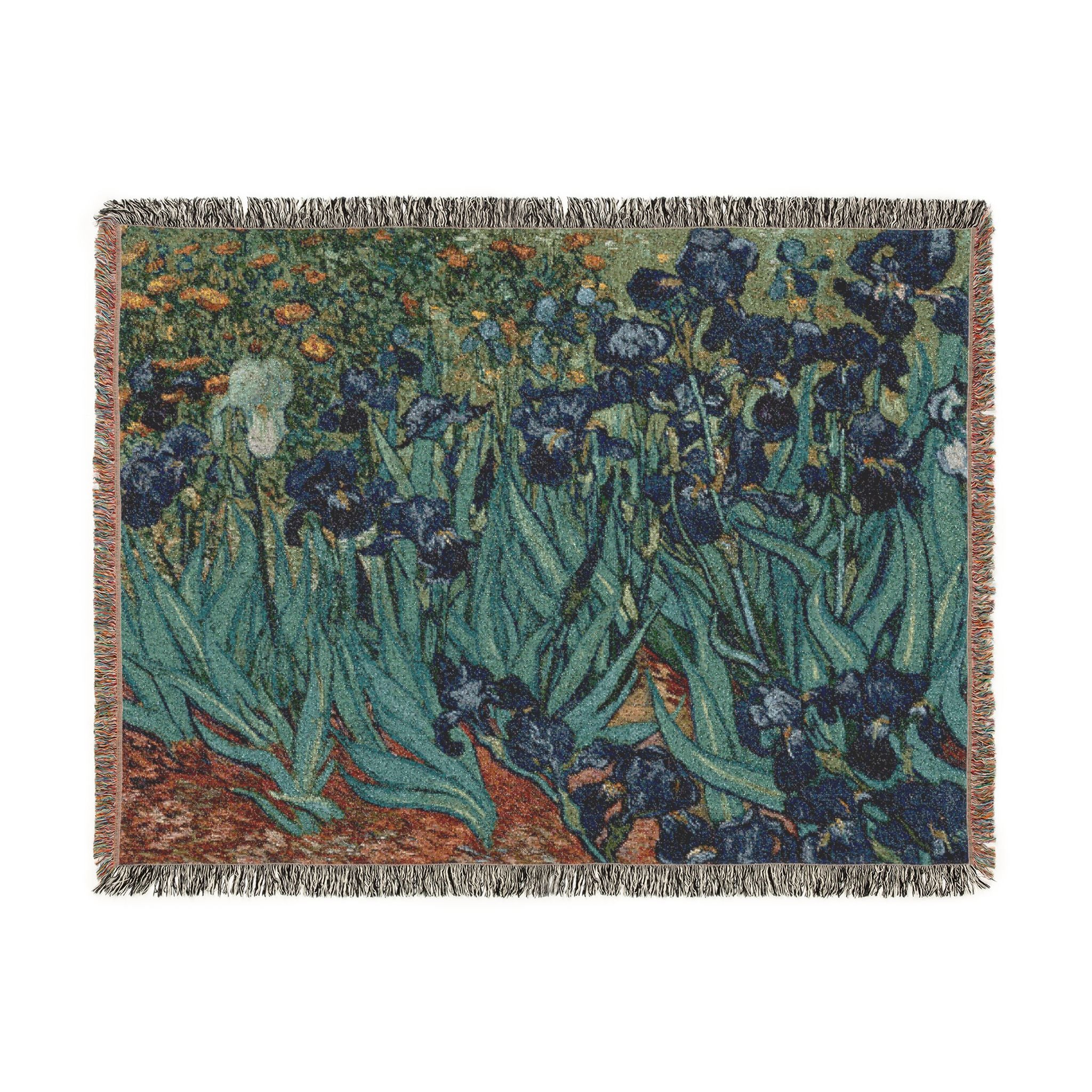 Irises Woven Blanket, Vincent van Gogh, Fine Art Floral Throw
