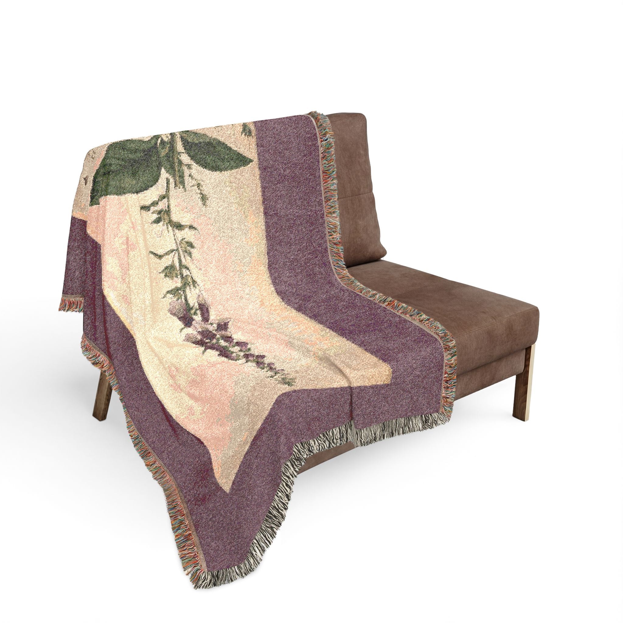 Digitalis Purpurea Foxglove Woven Blanket, Flora Londinensis, Vintage Botanical Art