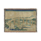 Yahagi Bridge at Okazaki Woven Blanket, Katsushika Hokusai, Muted Japanese Woodblock Art