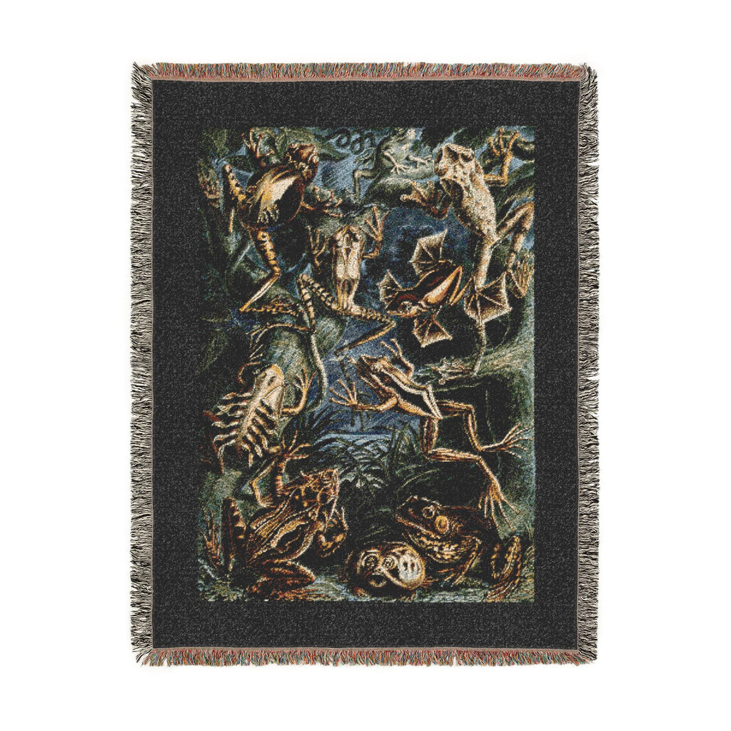 Batrachia Frogs Woven Blanket, Ernst Haeckel, Vintage Amphibian Art