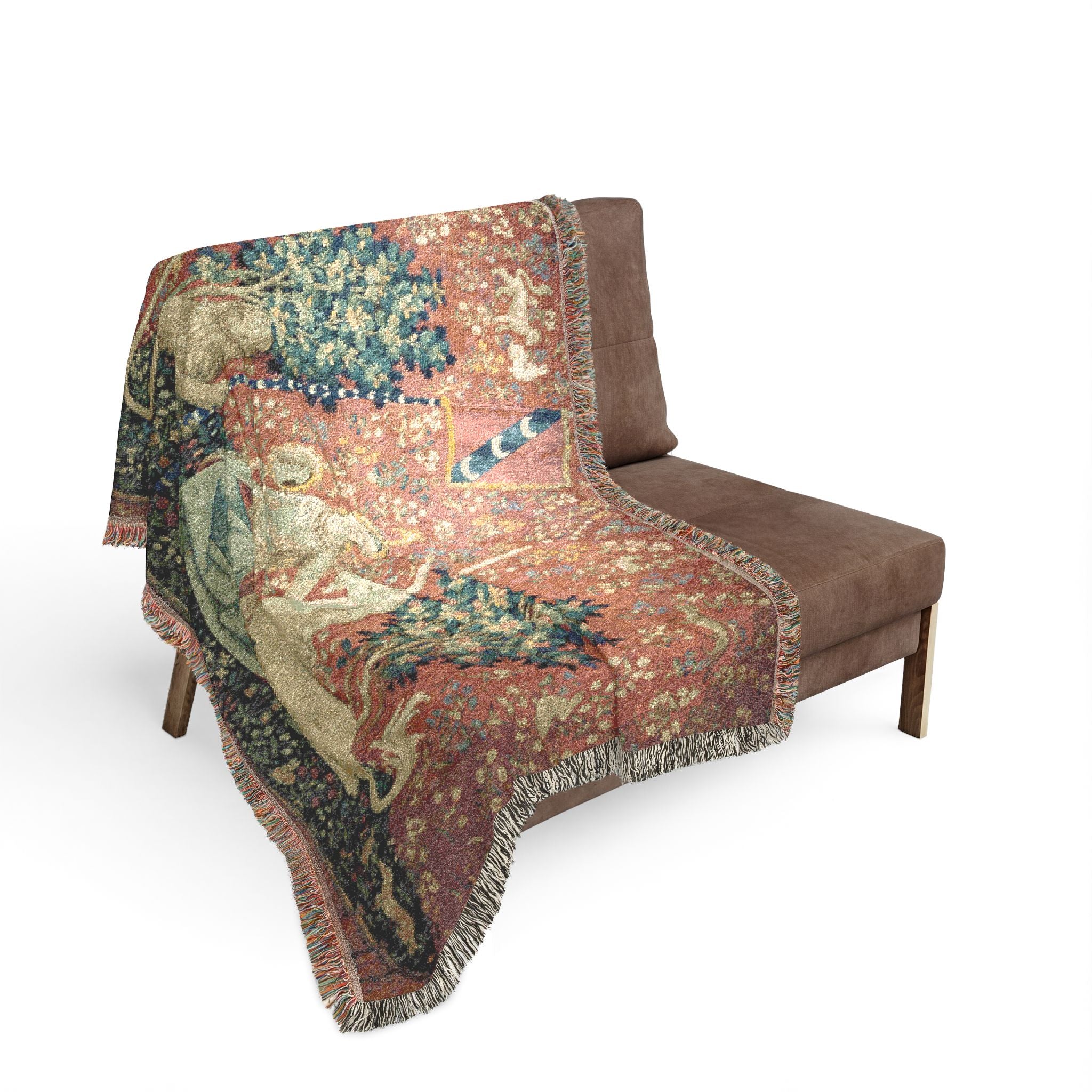 The Lady and the Unicorn Sight Woven Blanket, Medieval Tapestry Art Throw