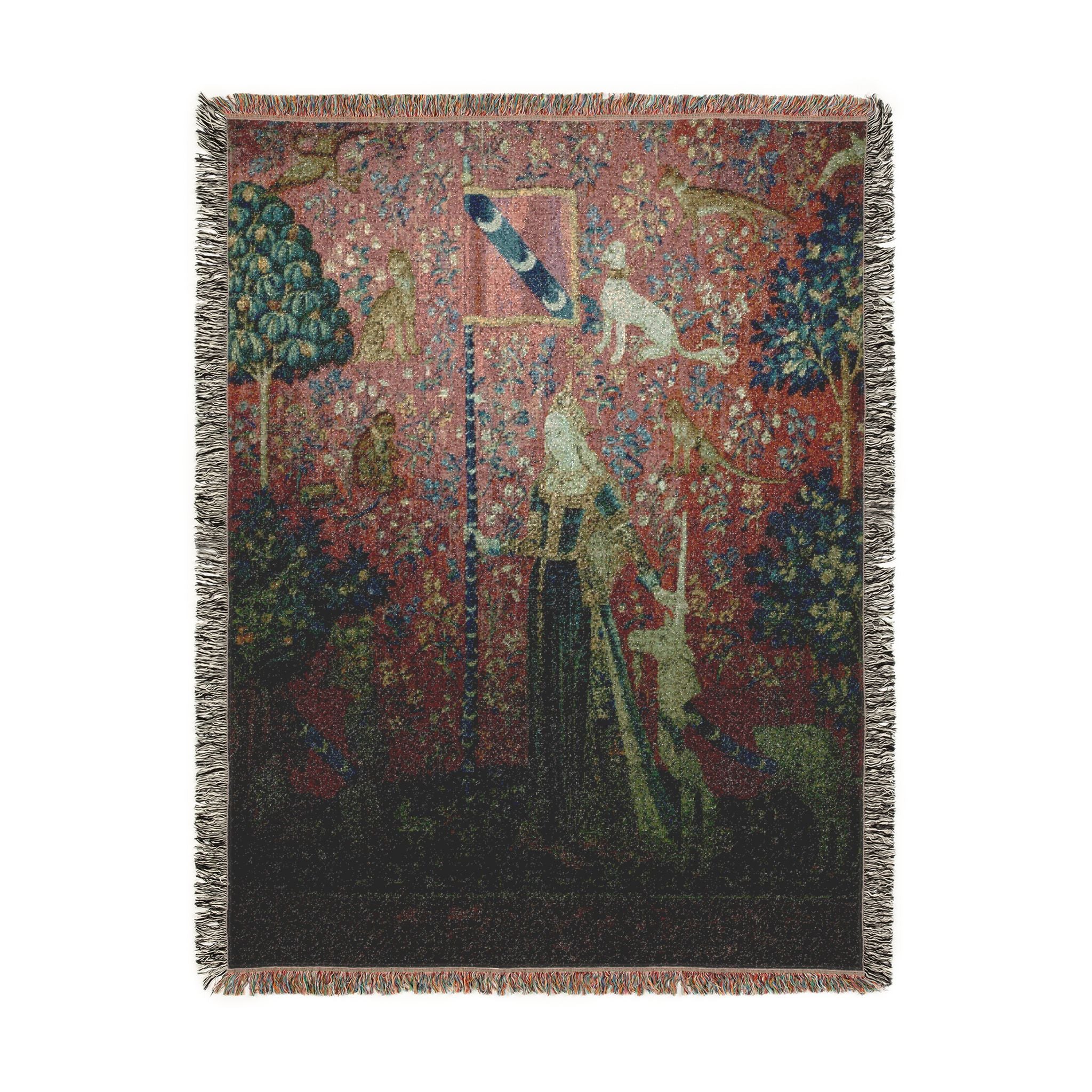 The Lady and the Unicorn Touch Woven Blanket, Medieval Tapestry Art Throw