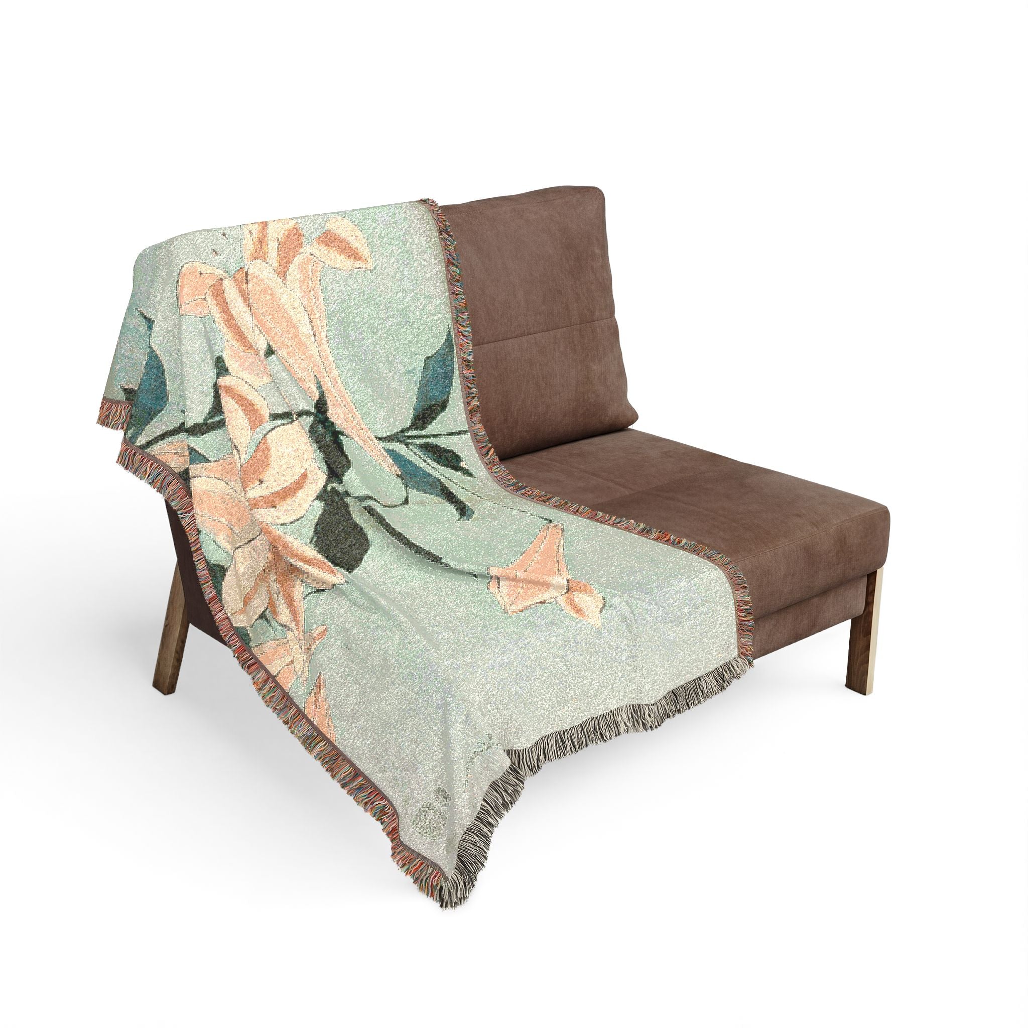 Lilies Woven Blanket, Katsushika Hokusai, Japanese Botanical Art Throw
