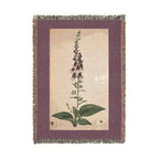 Digitalis Purpurea Foxglove Woven Blanket, Flora Londinensis, Vintage Botanical Art