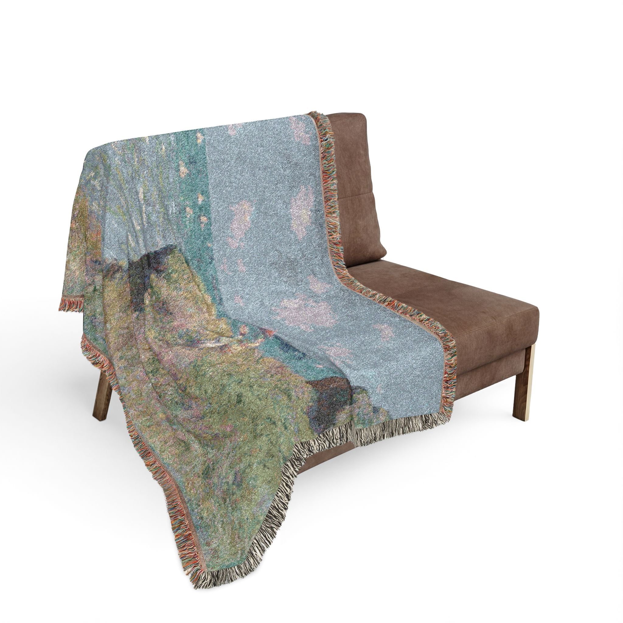 Cliff Walk at Pourville Woven Blanket, Claude Monet, Impressionist Art Throw