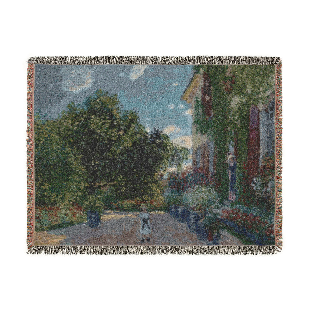 The Artist's House at Argenteuil Woven Blanket, Claude Monet, Impressionist Art Throw