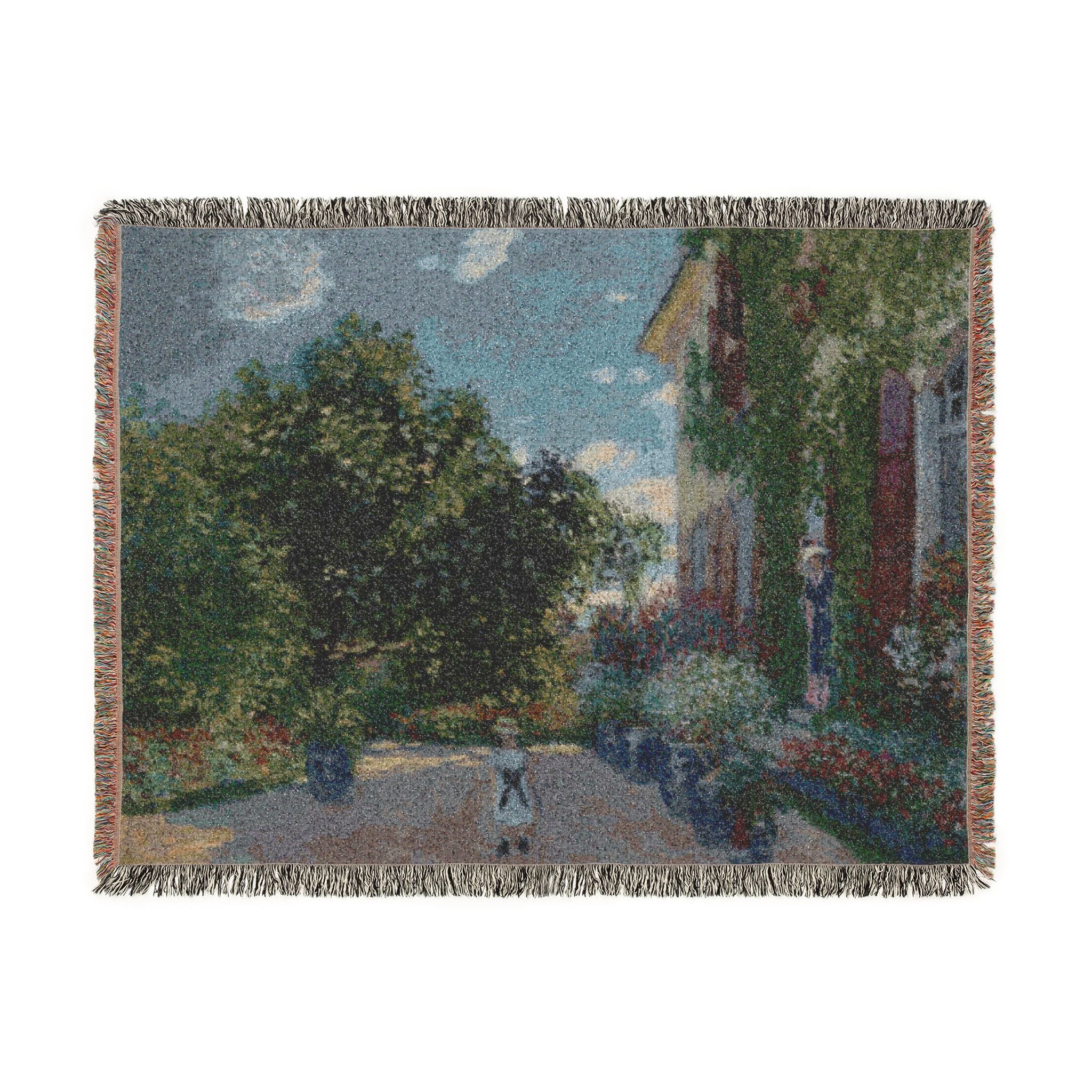 The Artist's House at Argenteuil Woven Blanket, Claude Monet, Impressionist Art Throw