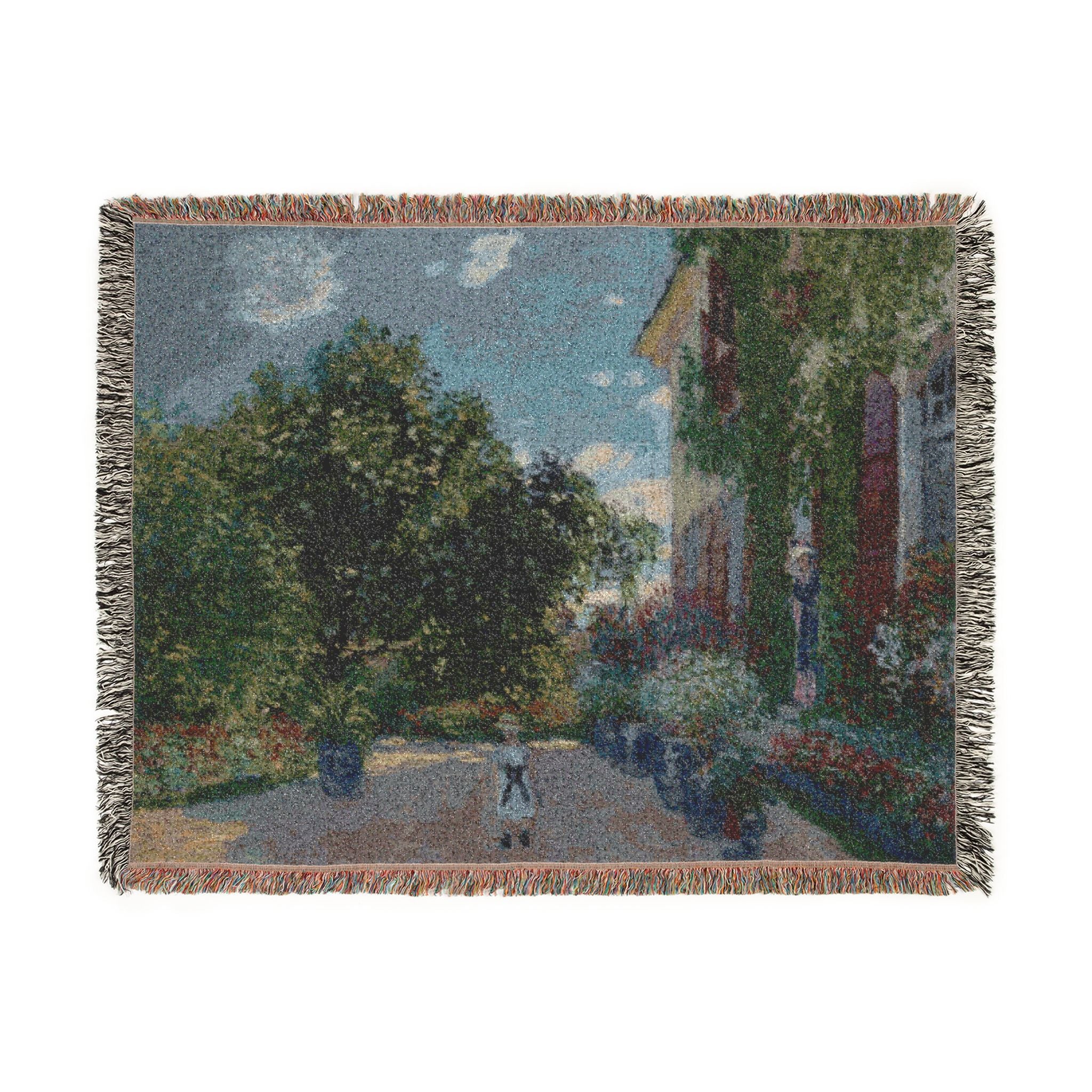 The Artist's House at Argenteuil Woven Blanket, Claude Monet, Impressionist Art Throw